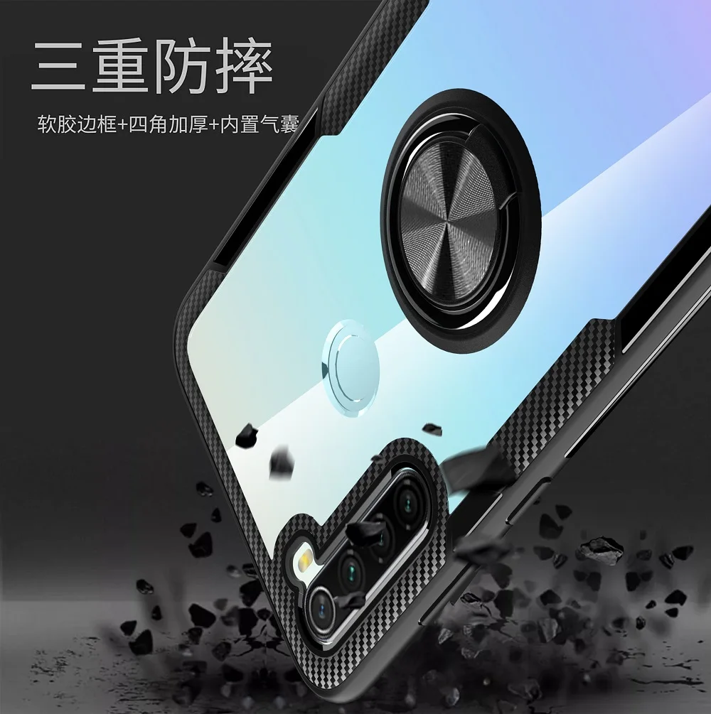 Чехол для Xiaomi Redmi Note 8T с кольцом и подставкой, прозрачный защитный чехол на магните для Xiaomi Redmi 8 Note 8 Pro, чехол