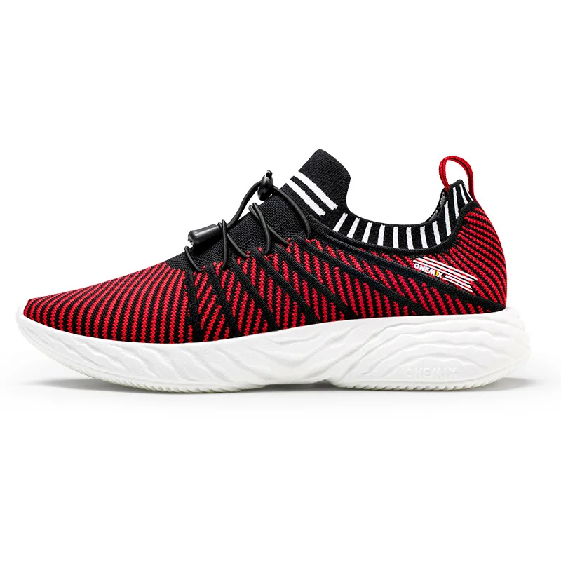 black red ONEMIX Men'sLight кроссовки дышащие Прогулочные кроссовки уличные дорожные кроссовки уличные мужские кроссовки прогулочная обувь для путешествий - Цвет: black red
