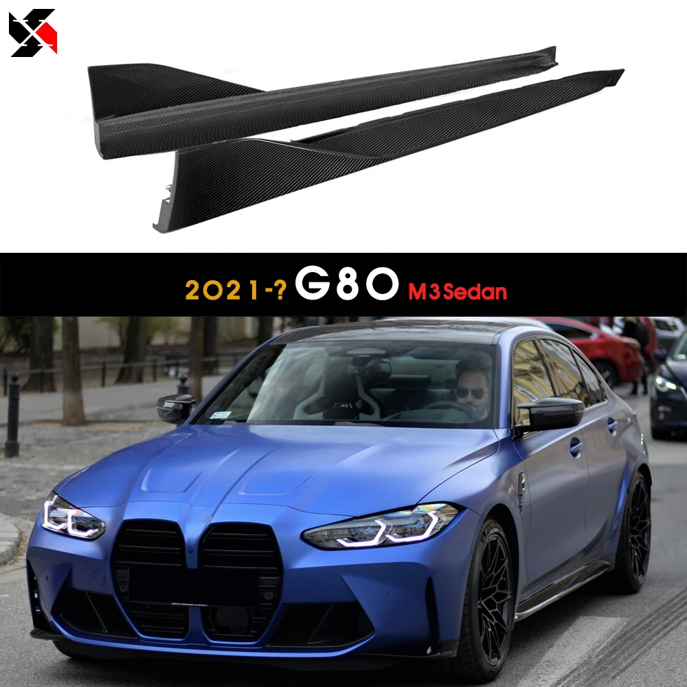 

Real Dry Carbon Fiber Car Side Skirt Extensions Rocker Fit For BMW M4 G82 G83 M3 G80 Sedan Car Styling Sideskirts 2 PCS / Pair