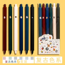 Bolígrafo negro con pulsador Simple Ins para mujer, pluma neutra de alto valor facial de dibujos animados, creativo, muy bonito