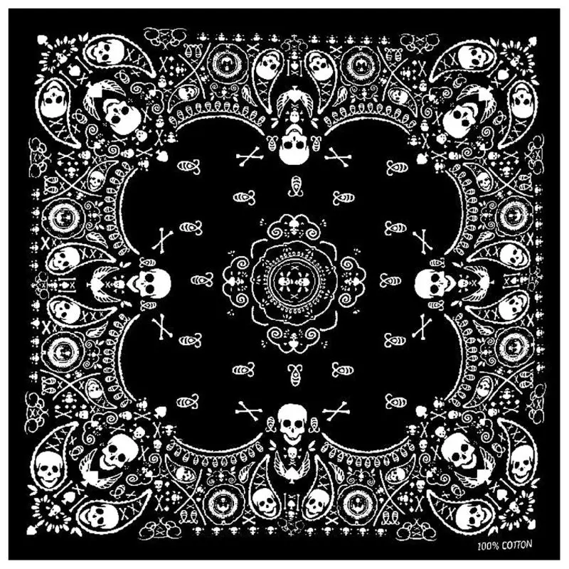 54x54cm Unisex Skull Theme Colorful Cotton Fabric Square Bandanas Graphic Print Gothic Scarf Sport Hip-Hop Wristband Hair Wrap bandana scarf square scarf bandana hair bands cotton scarf