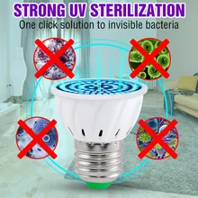 GU10 LED Ultraviolet Light Germicidal UV LED E27 Light Bulb E14 Disinfection Lamp 220V UVC LED Bulb MR16 Bactericidal Lamp B22