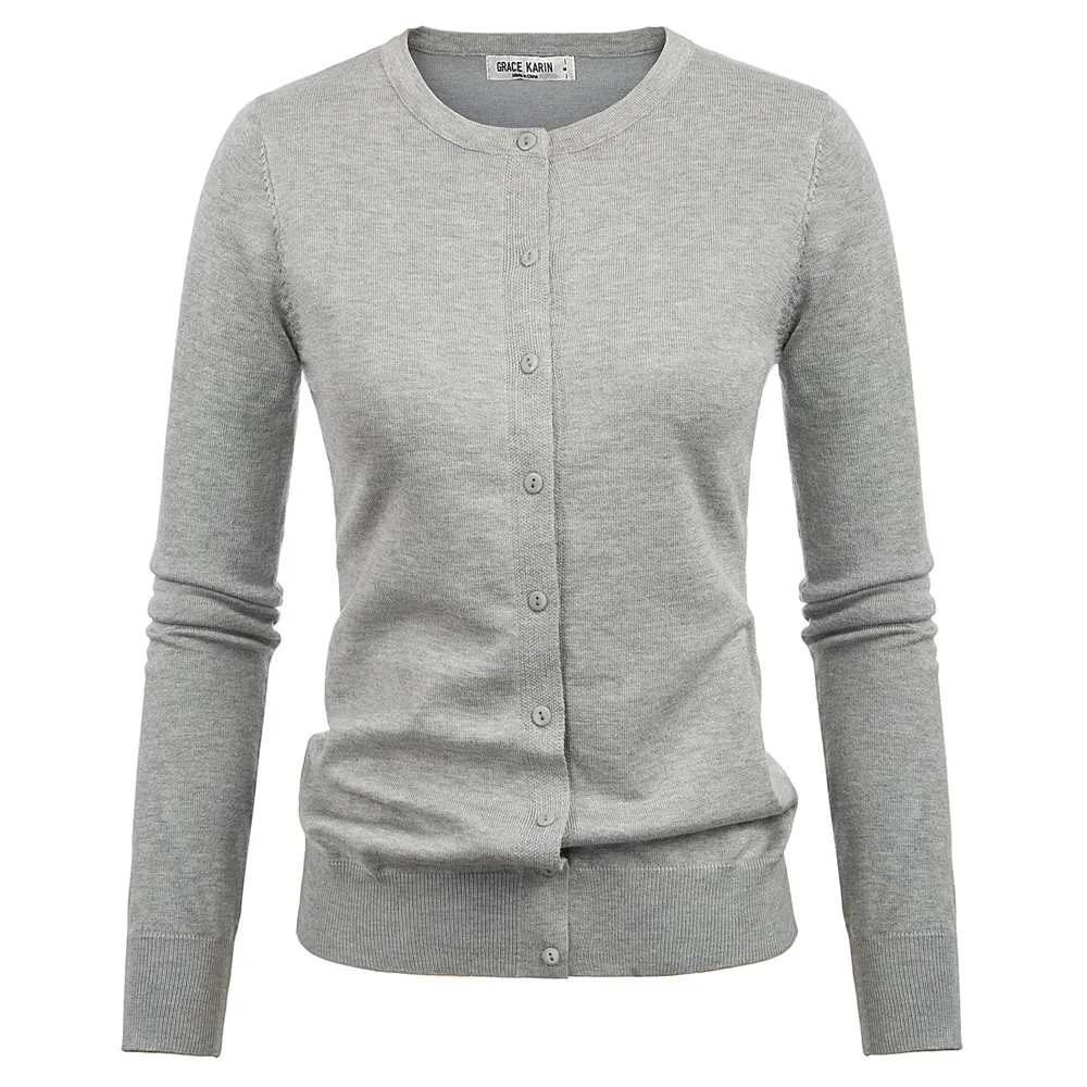 New solid soft coat Women spring fall ladies female Long Sleeve Crew Neck Button Placket Knitwear Knitt