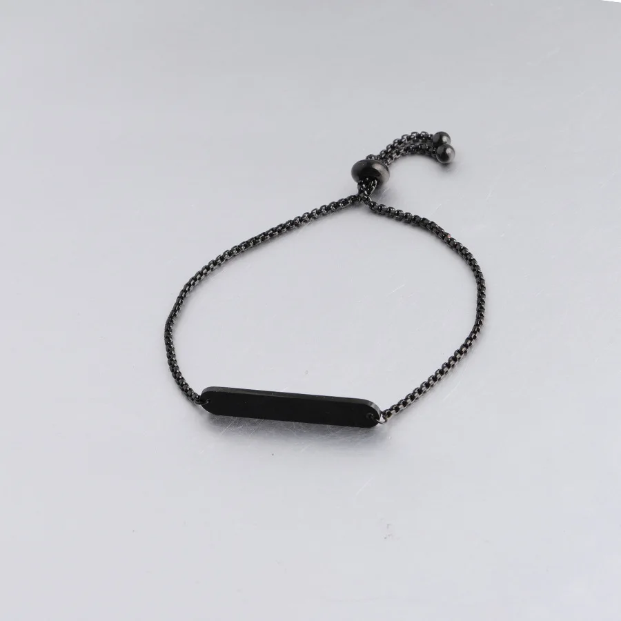 Black Серебряный/золотой/розовое золото/черный браслет из нержавеющей стали для гравировки Регулируемая цепочка зеркальная полировка 10 шт - Окраска металла: Black