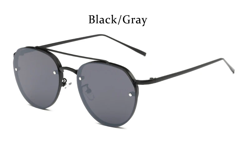 Black Gray Солнцезащитные очки без оправы женские винтажные круглые Роскошные брендовые Солнцезащитные очки женские модные трендовые солнцезащитные очки больших размеров для женщин женские заклепки - Цвет линз: Black Gray