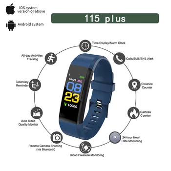 

ID115 Color Screen Men's Watch Fitness Sports Smart Bracelet Heart Rate Monitoring Step Calculation Alarm Clock Women Watches