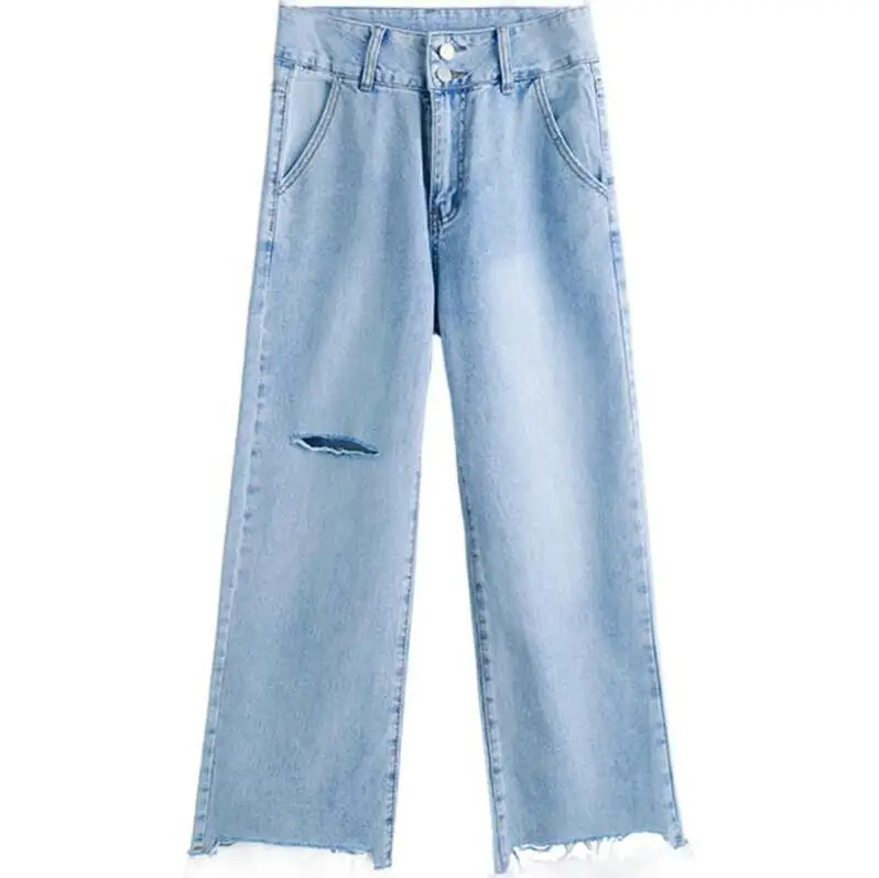 Light Blue Джинсы бойфренда, женские широкие джинсовые штаны, джинсы с высокой талией, женские свободные синие брюки для женщин, повседневные винтажные осенние новые - Цвет: Light Blue