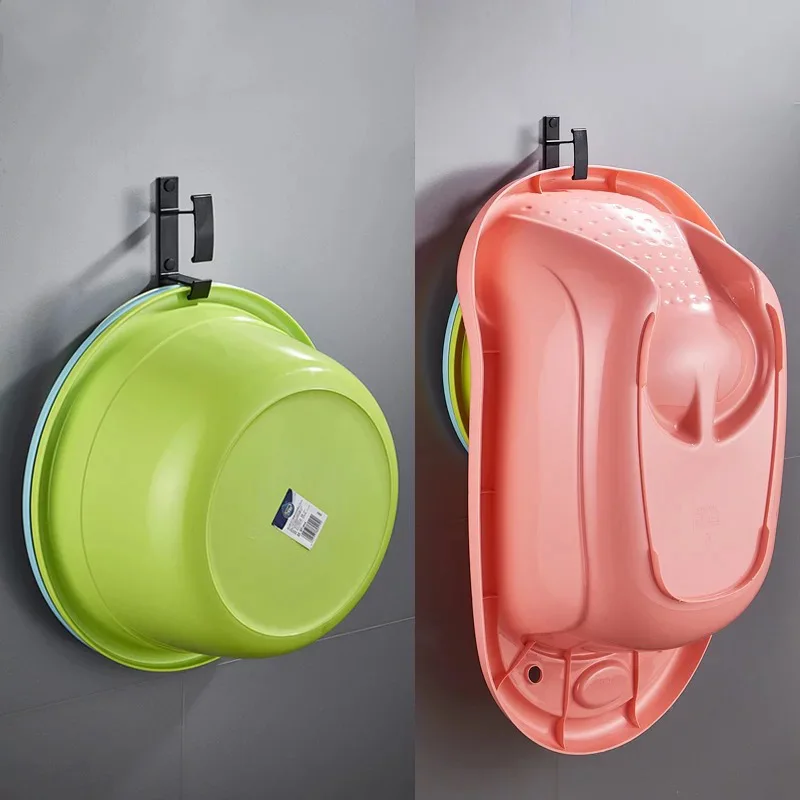 BlackBasinHookWallMountRobeHookWashbasinHangerForBabyBathtub