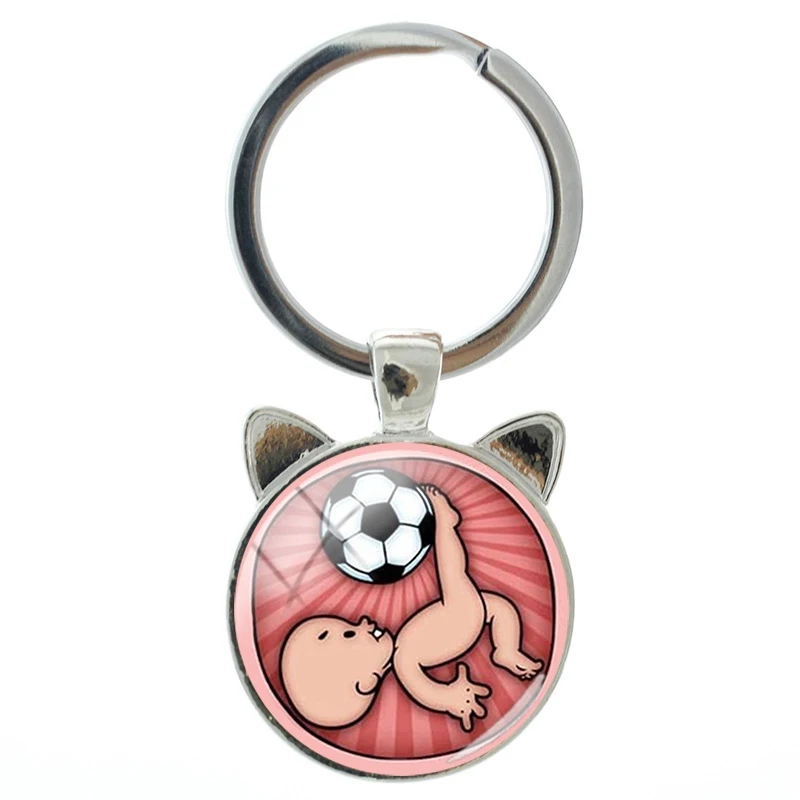 TAFREE Creative Design Maternal and Child Figure Cute Novelty Handmade Silver Plated Cat Ear Keychain Men Women Accessories | Украшения и