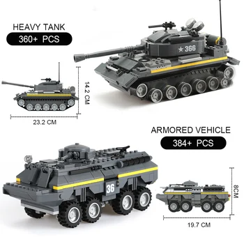 

Military Battle Tank Armored Vehicles Truck Model Building Blocks Compatible WW2 Army Soldier Bricks Toys for Kids Boys