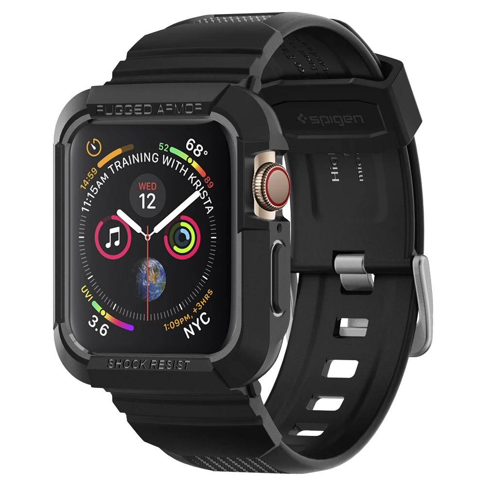 Spigen для тяжелых условий эксплуатации Pro для наручных часов Apple Watch Series 5/4 44 мм-мягкий гибкий чехол из ТПУ матовый черный Защитный чехол+ повязка, 062CS25324