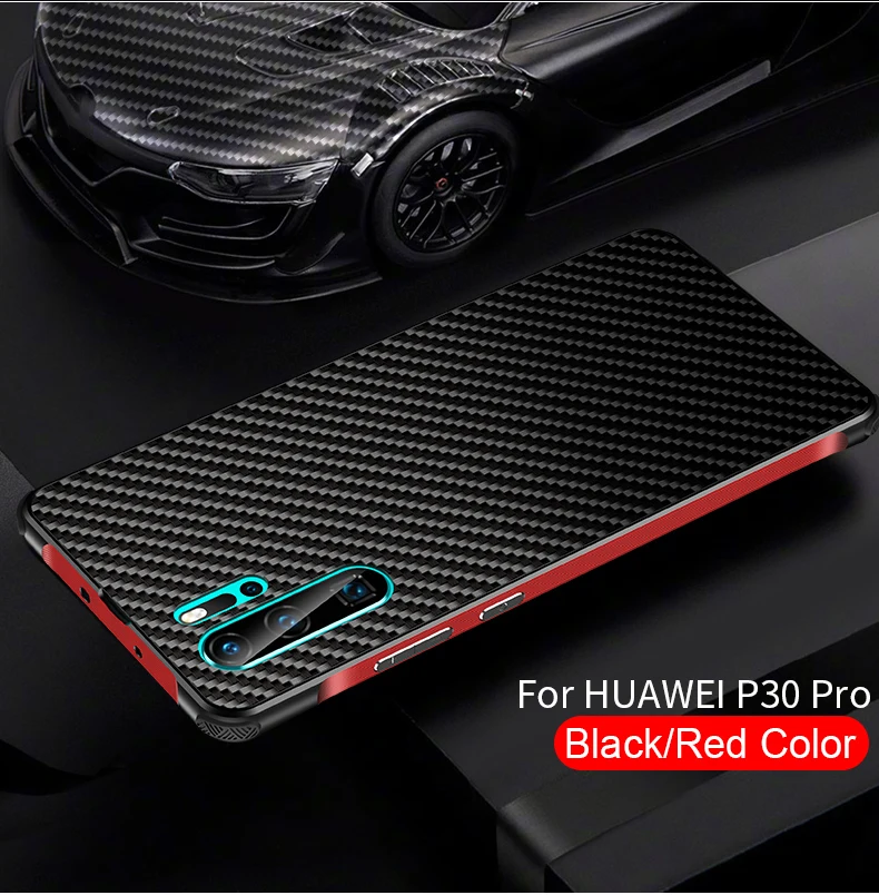 Чехол из углеродного волокна с текстурой для huawei P20 P30 Pro Lite, тонкая металлическая оправа, устойчивая к царапинам, прочная крышка Fundas