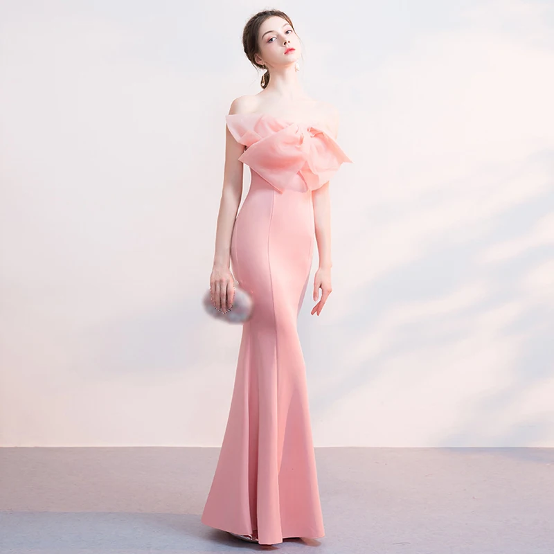 Robe De Soiree длинное вечернее платье Русалочки розового, белого, черного цвета вечерние элегантные платья vestido de festa длинное выпускное платье с бантом
