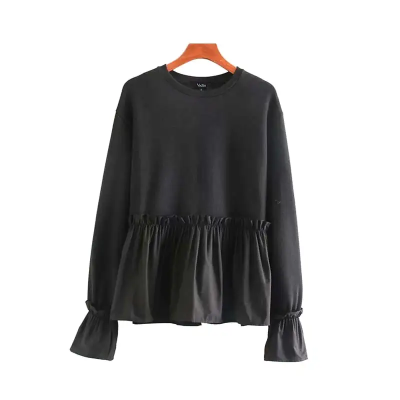 Vadim женские шикарные негабаритных черные толстовки с длинным рукавом Зимние теплые дизайнерские пуловеры Женская свободная верхняя одежда повседневные топы HA601 - Цвет: black