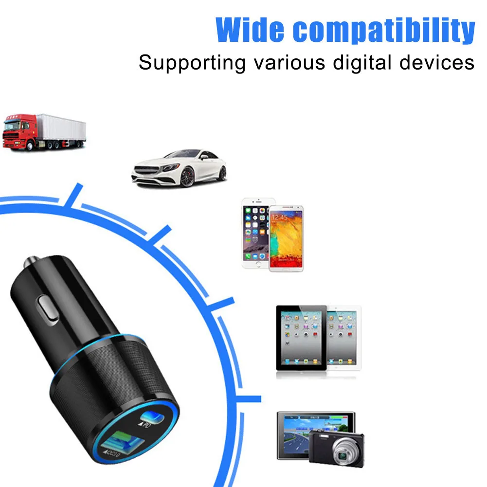 Автомобильное зарядное устройство с usb type C портом быстрой зарядки адаптер для смартфона планшета DU55