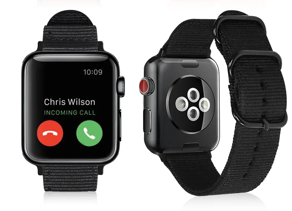 Наручных часов Apple Watch, версии 5/4/3/2/1, спортивный кожаный браслет, нейлоновый ремешок 42 мм, 38 мм, ремешок для наручных часов iwatch, ремешок AW301 - Цвет ремешка: black
