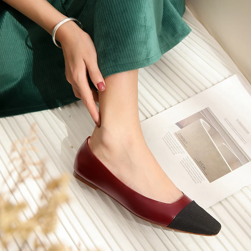Chaussures femme new spring flat loafers women casual shoes genuine leather mixed color elegant and simple classic shoes