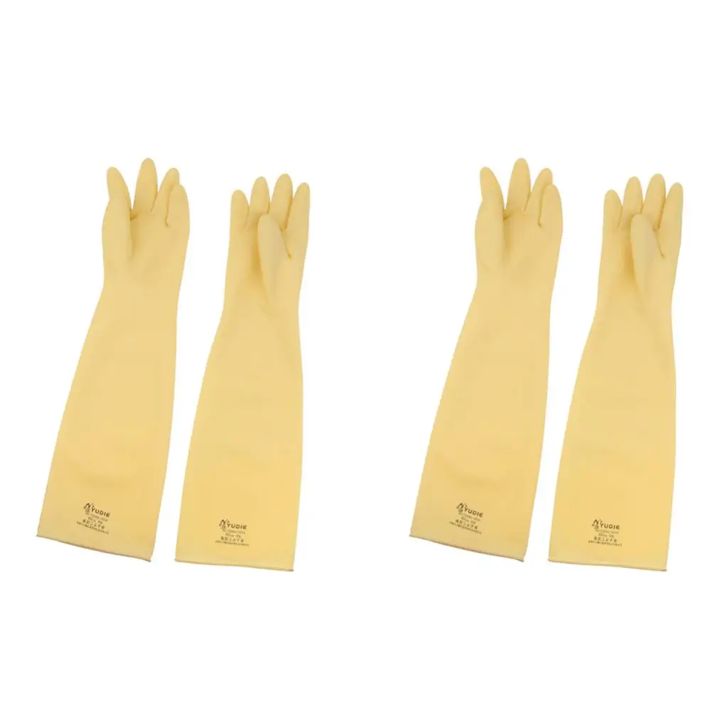 2 Pairs Industrial Rubber Latex Gloves 60cm Safety Gloves Anti Acid Alkali Gloves