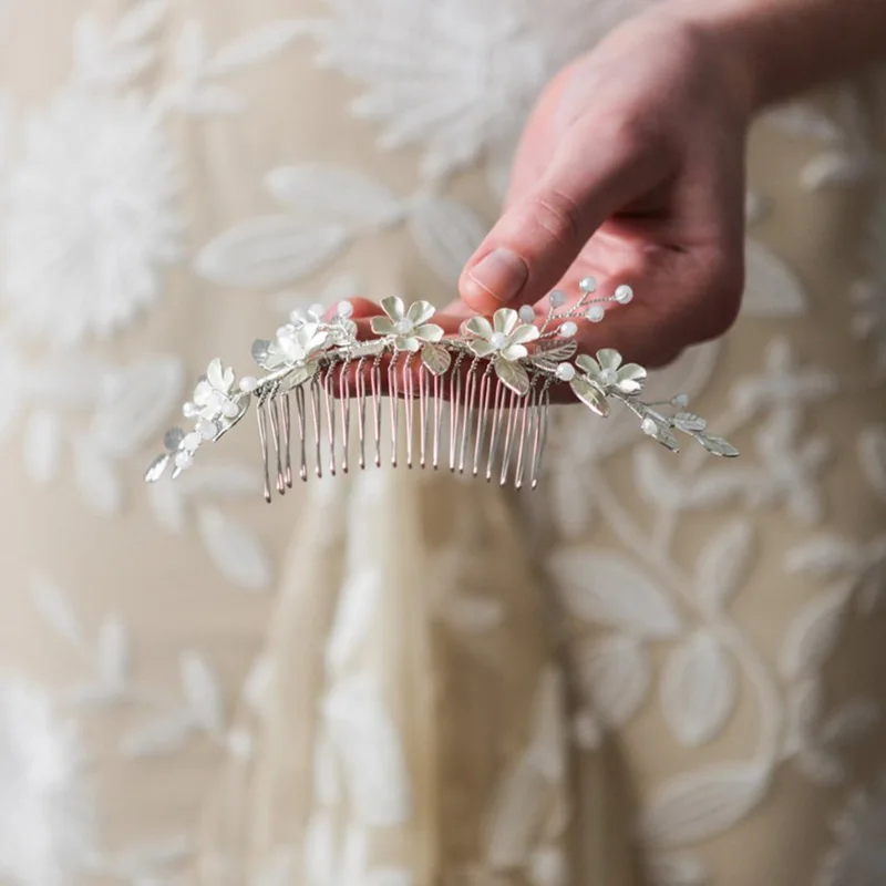 AGS31 Comb GibsonBridal, золотые, серебряные заколки для волос, свадебные аксессуары для волос, ювелирные изделия ручной работы, свадебный головной убор - Окраска металла: AGS31 Comb