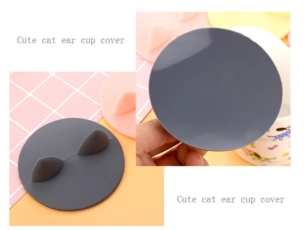 Funny Water Cup Cover Hot Cute Cat Ears Dust Cover Reusable Silicone Cup Cover DIY Free Splicing Water Cup dust cover