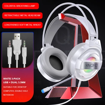 

Wired Earphones Gaming Headsets Gamer Headphones Surround Sound Stereo USB Microphone Colourful Light PC Laptop Game Headset
