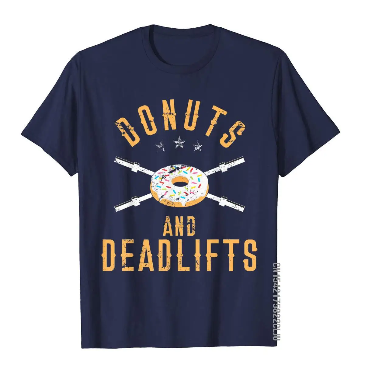 Donuts and Deadlifts T-Shirt Funny Workout Powerlifter Tee T-Shirt__97A1209navy