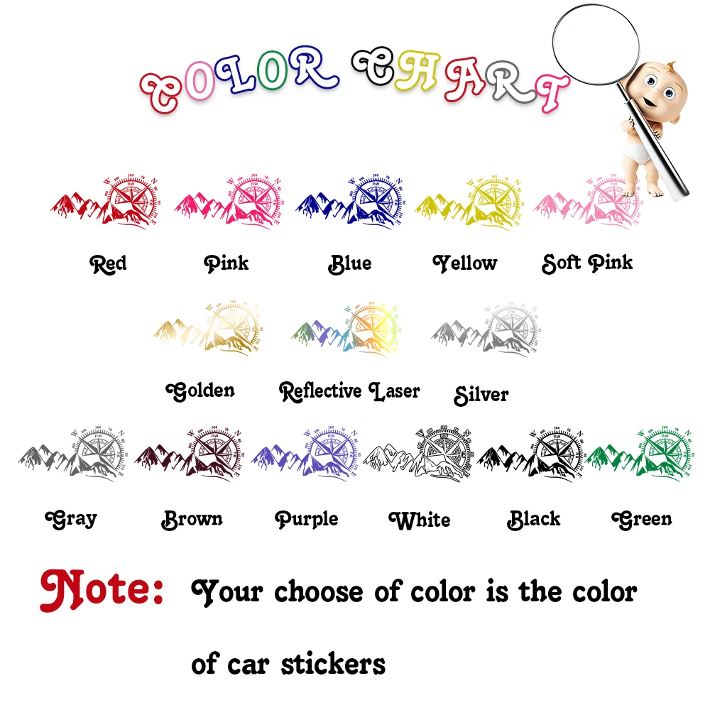 Размер Lage горный компас автомобильная наклейка для кузова автомобиля окна