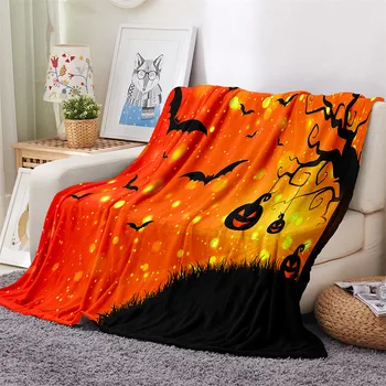 

Halloween Pumpki Blanket Cartoon Halloween Throw Blanket Purple Fleece Blanket Soft Cozy Plush Blanket For Sofa