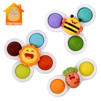 Baby Rattle Toys For 0-12 Months Soft Rubber Sucker Spinner Bathing Play Water Game Montessori Touch Sensory Grasping Gyro Set 1