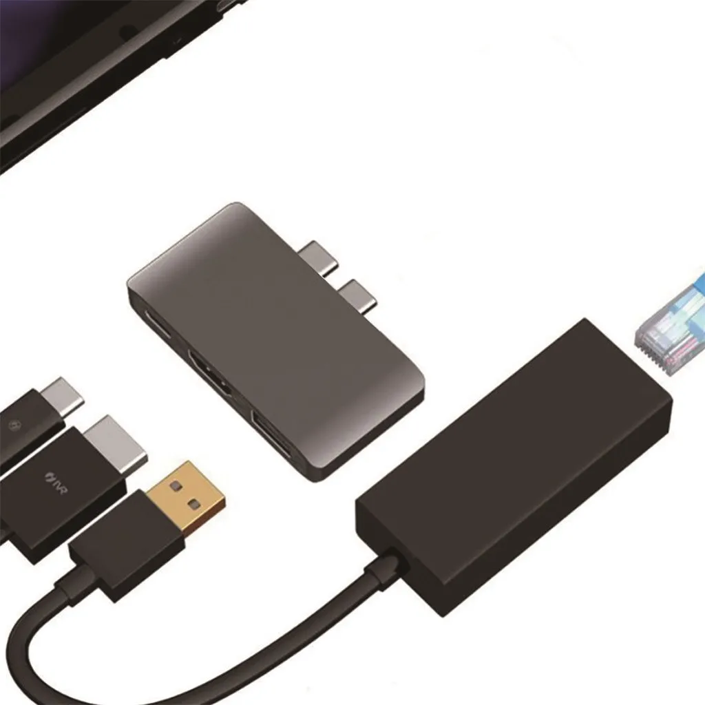 Uosible usb-хаб C к мульти HDMI 4 к HD адаптер USB-C 3 док-станция с PD USB3.0 для PC/xp, mac10.4.6 для MacBook Pro Аксессуары#35