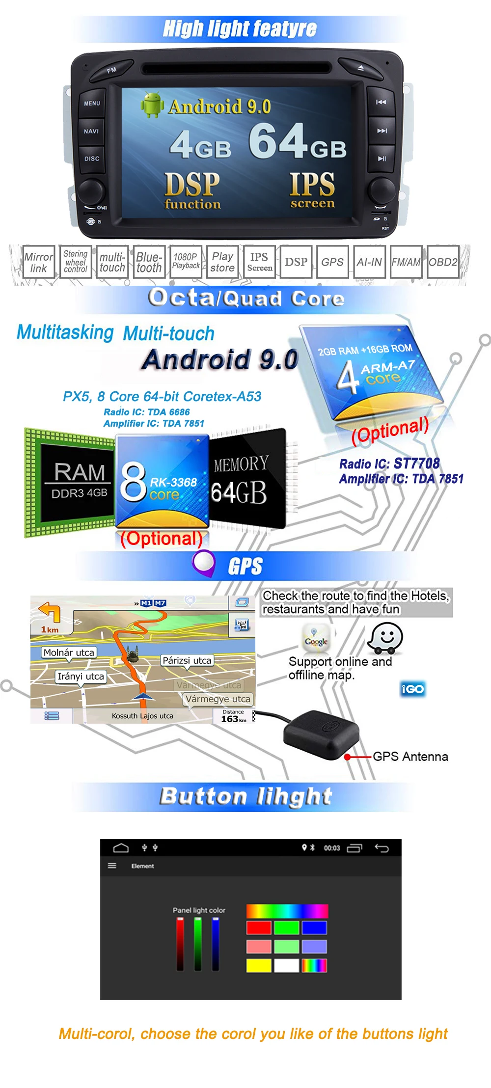 Cheap DSP IPS Android 9 Car DVD Radio player For Mercedes Benz E-W210 CLK W209 C-Class W203 W463 W208 Vaneo Vito GPS stereo BT WIFI 4