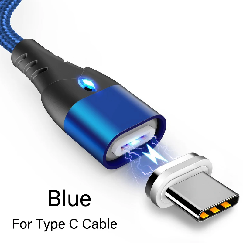 3а USB кабель для быстрой зарядки Micro USB кабель для Xiaomi huawei Магнитный USB кабель для iPhone 11 type C быстрое зарядное устройство 3,0 Шнур для передачи данных - Цвет: For Type C Blue