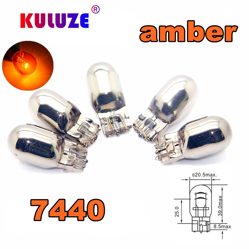 4pcs T20 turn signal bulb 7440 invisible Silver Chrome7443 12v21/5w rear tail lamp w21w amber automobile halogen bulb