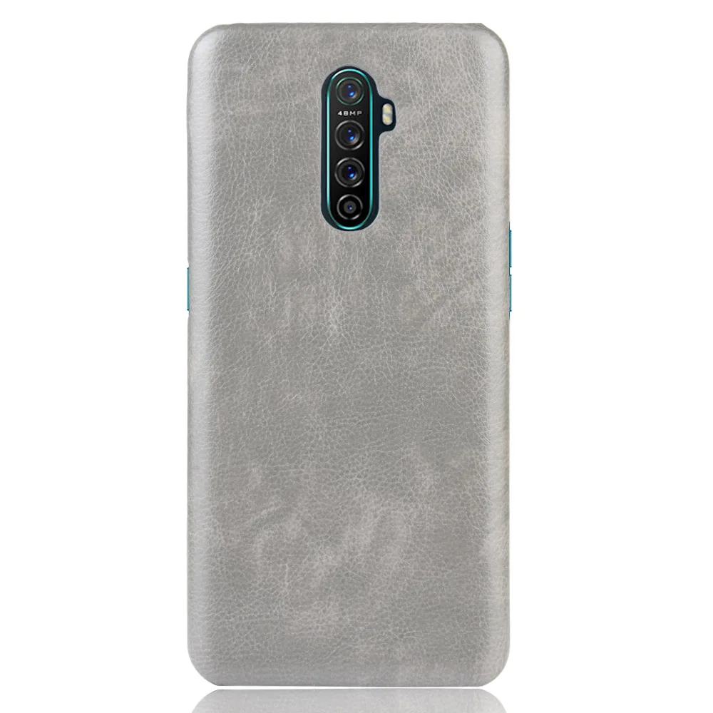 Для Oppo Realme X2 Pro чехол бизнес Litchi узор из искусственной кожи Жесткий PC задняя крышка для Reno ACE X2Pro телефон Coque(N1111 - Цвет: Серый