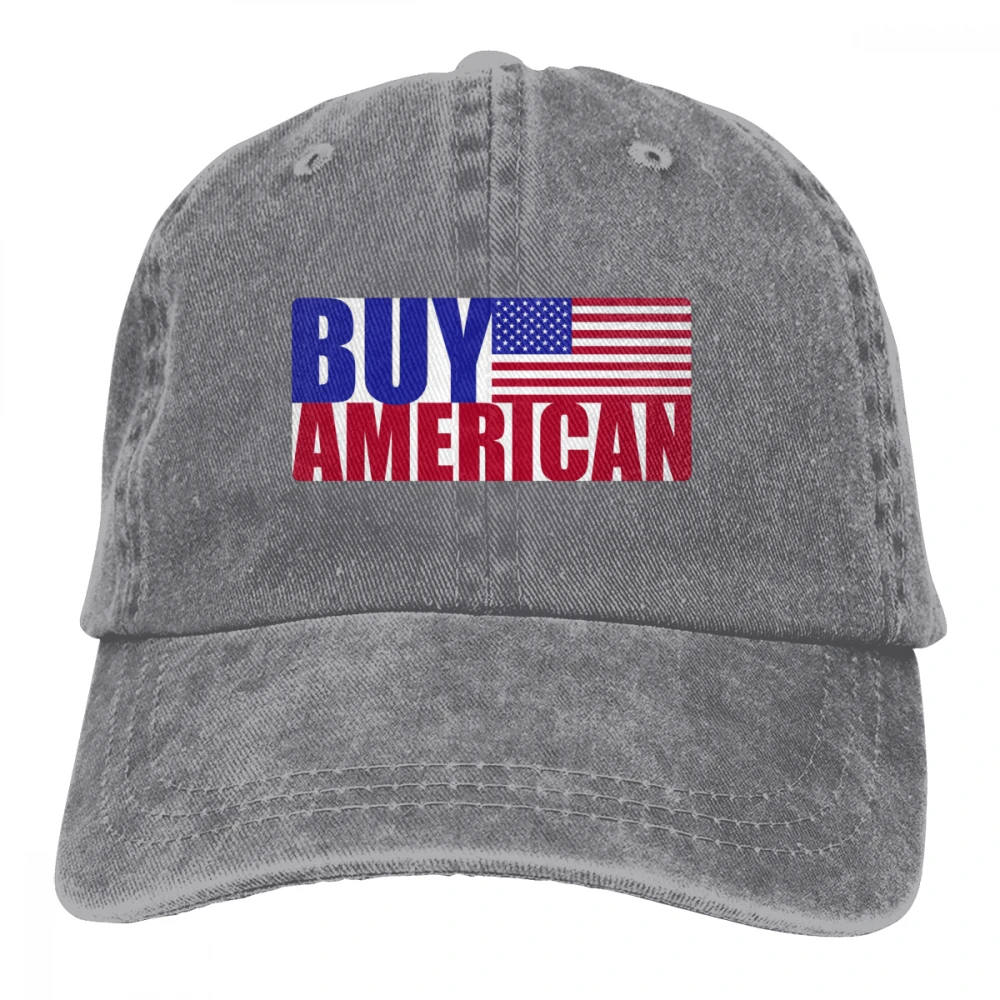 Buy American Casquette Black Unisex Mens Womens Denim Strapback Baseball Cap Adjustable Golf Dad hat