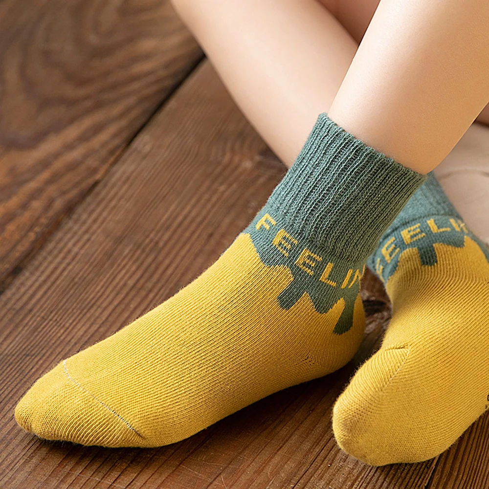 Hylidge/5 пар/лот, хлопковые носки с принтом для малышей от 1 до 8 лет, детские носки в Корейском стиле на осень и зиму для маленьких мальчиков и девочек