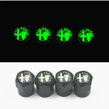

luminous 4PCS Car Wheel Tire Valve Caps For alfa romeo 159 147 156 giulietta 147 159 Emblems