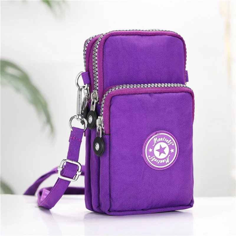 Сумка для мобильного телефона, 6 дюймов, женская сумка-мессенджер на молнии, Сумка с принтом, модная сумка через плечо - Цвет: Brilliant purple