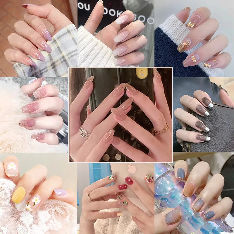 

24Pcs Detachable Short False Nail Artificial Tips Set Full Cover for Decoration Press On Nails Fake Art Extension Tips with Glue