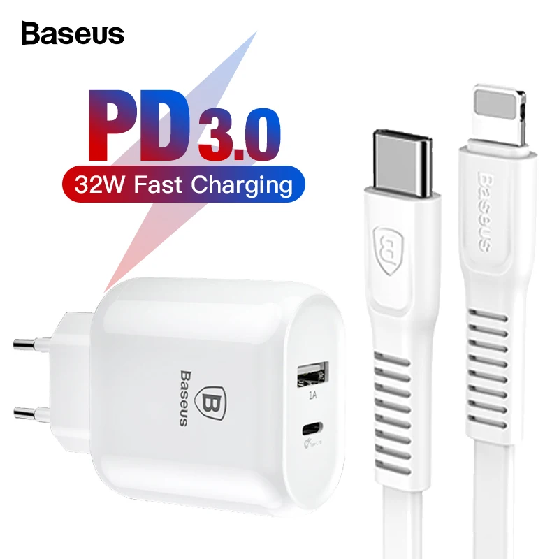 Быстрое зарядное устройство Baseus 32 Вт USB C PD для iPhone 11 Pro Max Xs type C PD 3,0 зарядное устройство для мобильного телефона Быстрая зарядка type-c PD USB зарядное устройство
