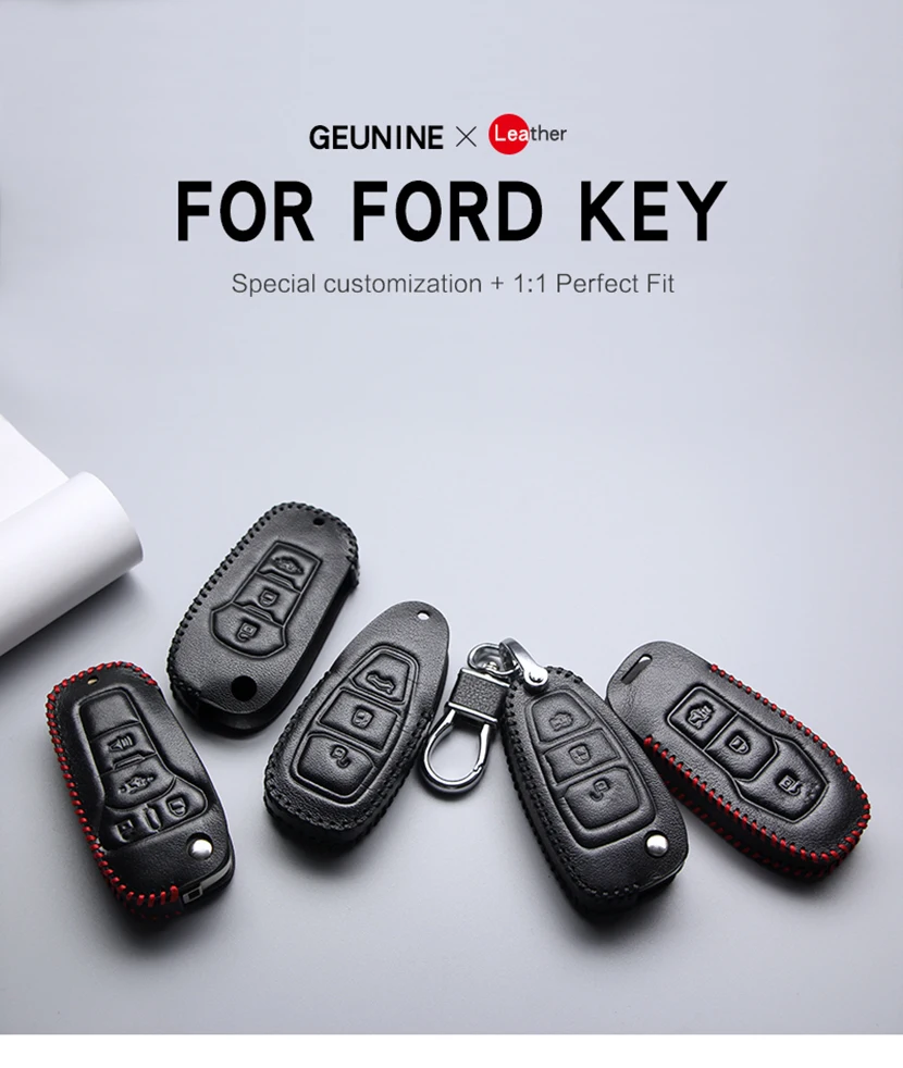 Кожаный чехол для ключей автомобиля для Ford Mondeo Mustang Edge Explorer F150 Fusion Escort Everest Ranger C-MAX Focus RS ST Fiesta MK3