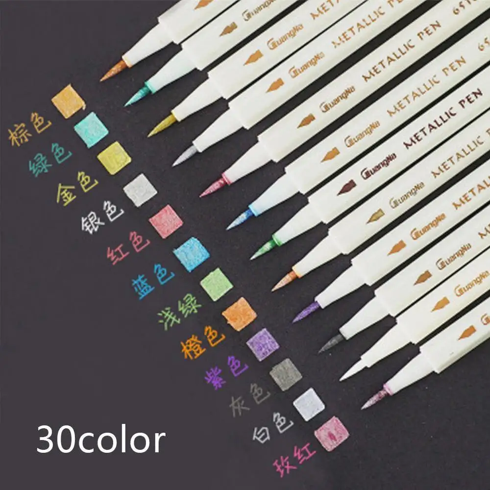 

30 Colors Metallic Micron Detailed Marking Metal Marker For Album Black Paper Drawing School Art Supplies Paint Pens Graffiti