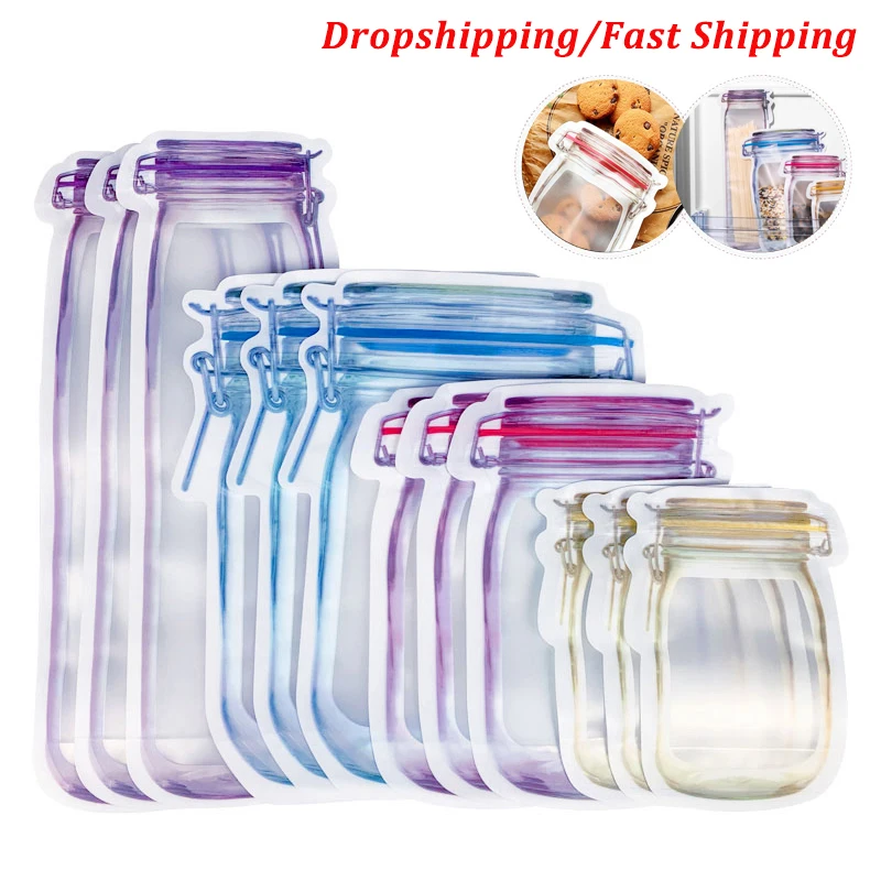 Bags Sandwich-Organizer Snack Food-Seal-Saver Cookies Candy Reusable Zipper-Bag Mason-Jar