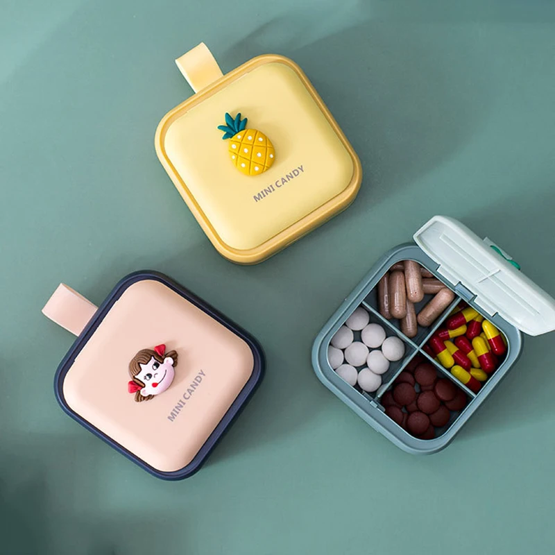 

Cartoon Style Pill Case Organizer Storage Jewelry Plastic Box For Tablets 7Days Small Medicine Vitamins Containers Kids Women