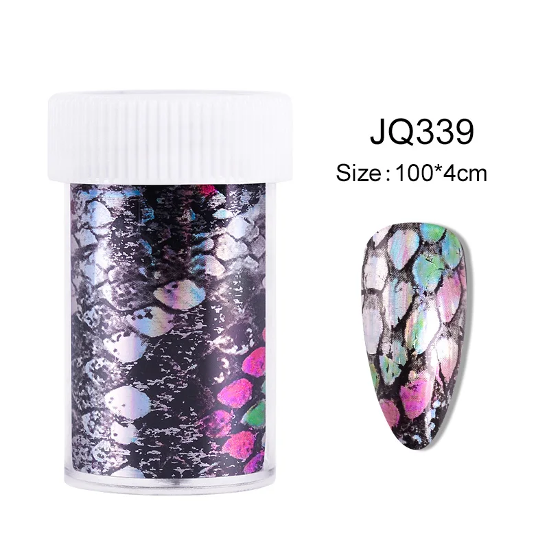 100*4 см/рулон змеиной кожи Дизайн Лазерные голографические наклейки для ногтей переводные наклейки из фольги для ногтей клеи украшения ногтей - Цвет: jq339