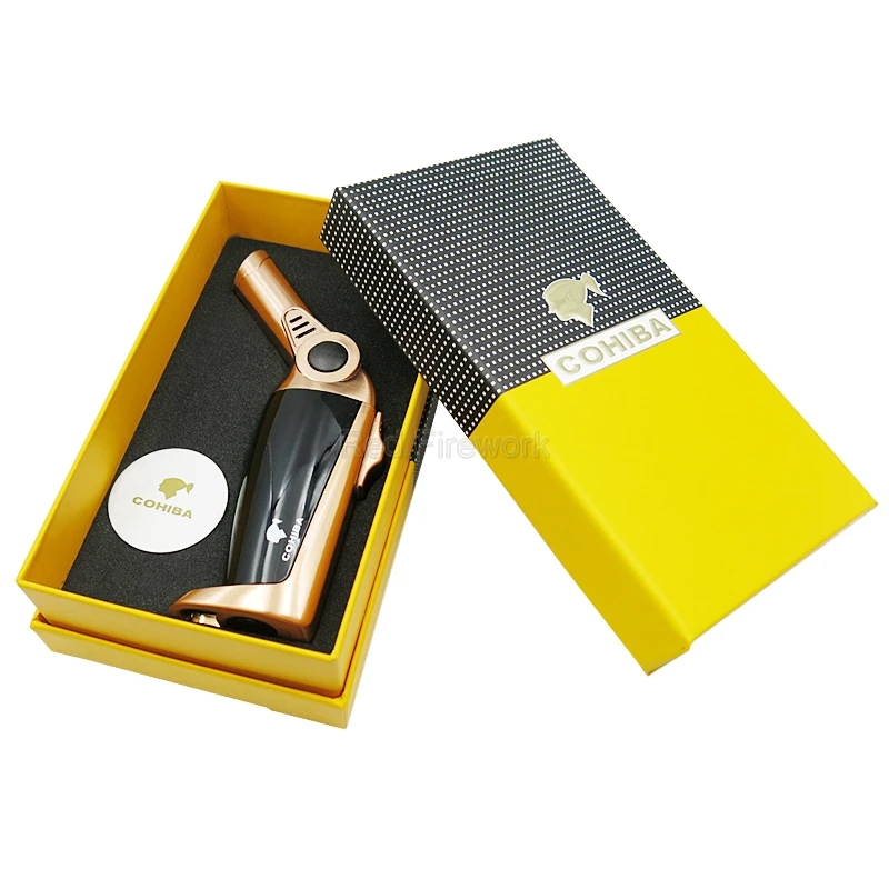 

COHIBA Brand New Metal Rotatable Head Windproof Jet Torch Flame Cigar Cigarette Lighter with Gift Box Portable