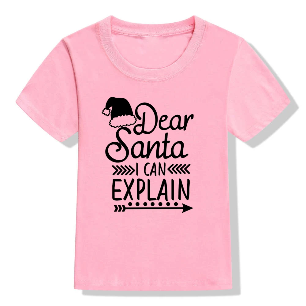 Детская Рождественская футболка с надписью «Dear Santa I Can achify» забавные рождественские футболки с графикой для мальчиков и девочек, детская Праздничная футболка, Прямая поставка