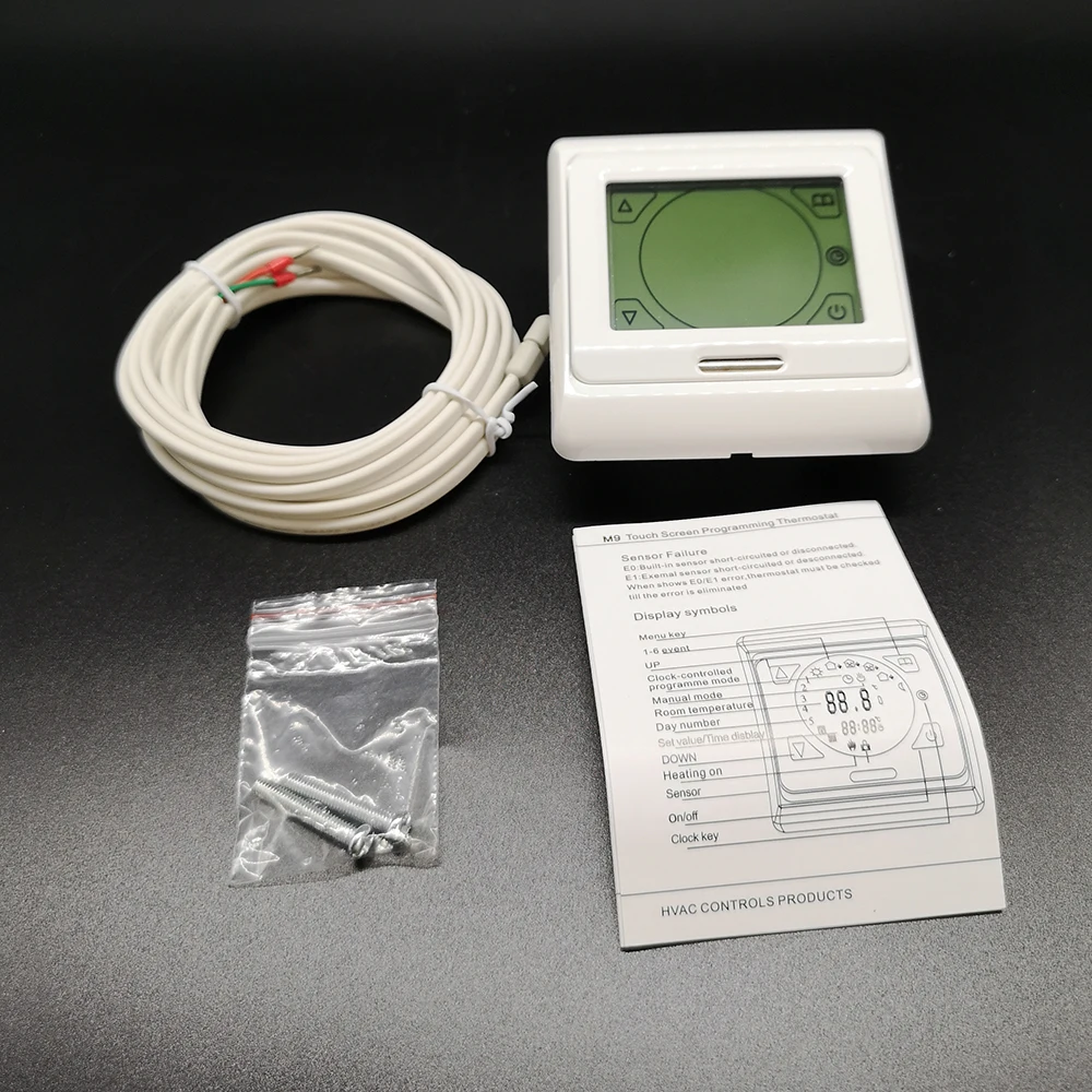 Touch Screen Underfloor Aquecimento Termostato 3m Sistema de Controle de Temperatura Boa Qualidade com Sensor de Piso E91 m9 16a