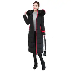 Зимняя с капюшоном Плюс Толстая парка пальто для женщин Белый Черный карамель размера плюс свободные длинные топы куртка 2019 новая с
