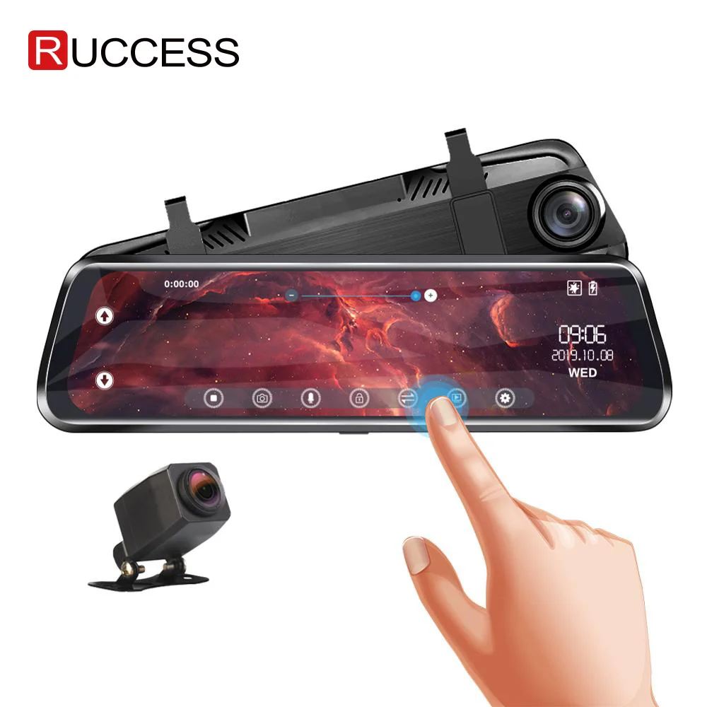 Зеркало заднего вида RUCCESS видеорегистратор Full HD 1080P с двойным объективом GPS